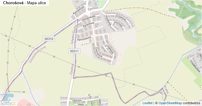 Chorošová - mapa ulice