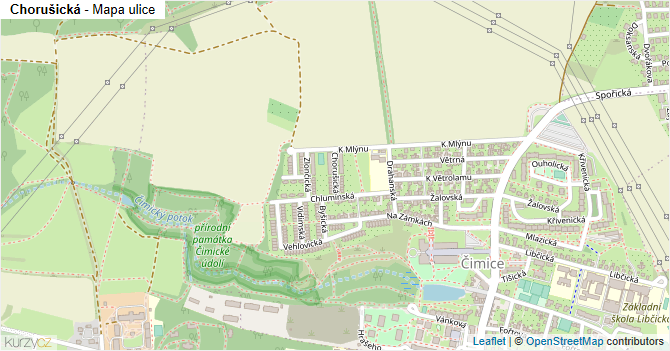 Chorušická - mapa ulice