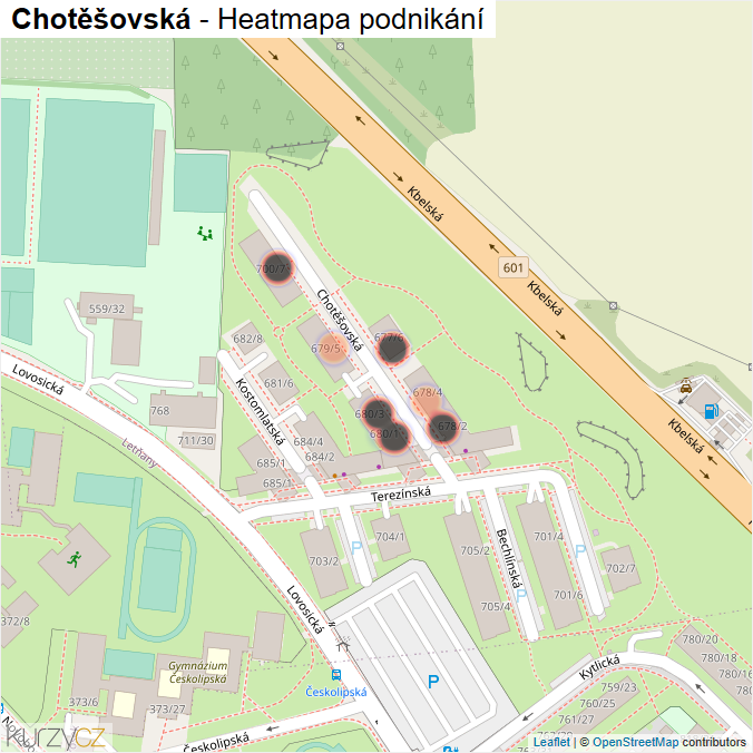 Mapa Chotěšovská - Firmy v ulici.