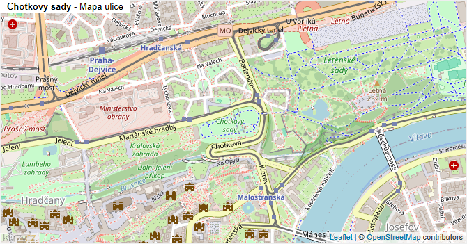 Chotkovy sady - mapa ulice