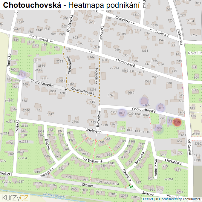 Mapa Chotouchovská - Firmy v ulici.