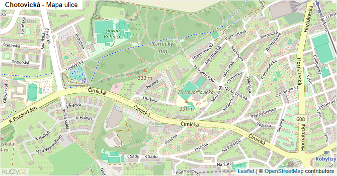 Chotovická - mapa ulice