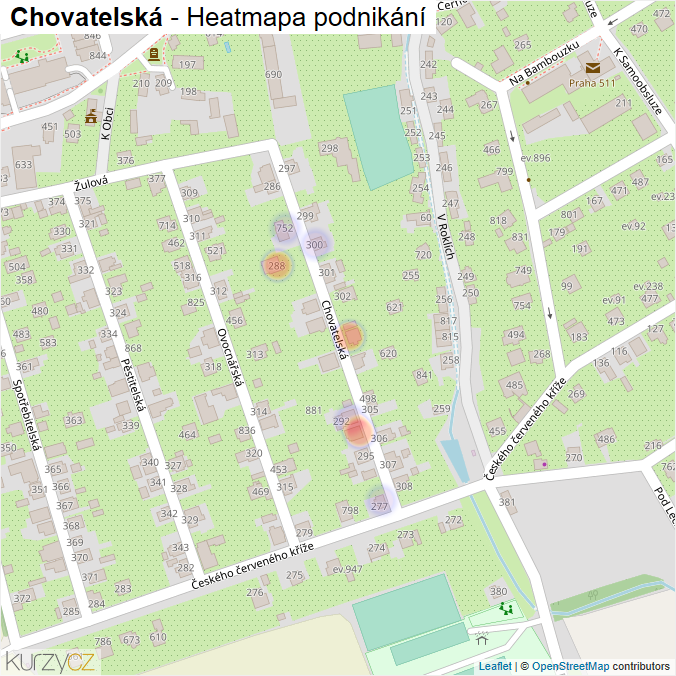 Mapa Chovatelská - Firmy v ulici.