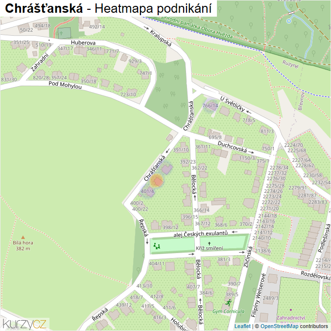 Mapa Chrášťanská - Firmy v ulici.