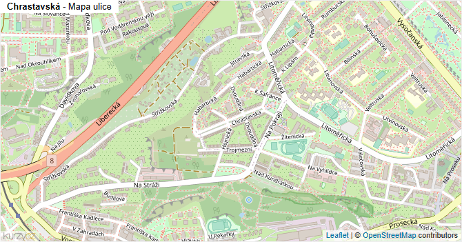 Chrastavská - mapa ulice