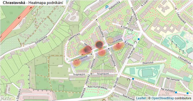 Chrastavská - mapa podnikání