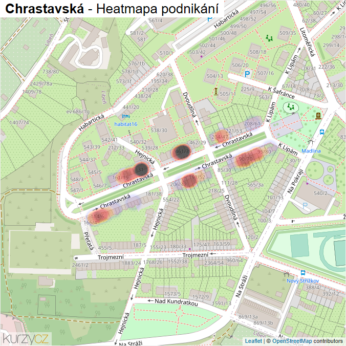 Mapa Chrastavská - Firmy v ulici.