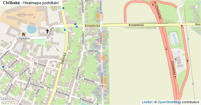 Chřibská - mapa podnikání