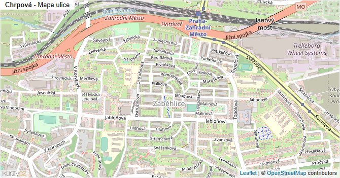 Chrpová - mapa ulice