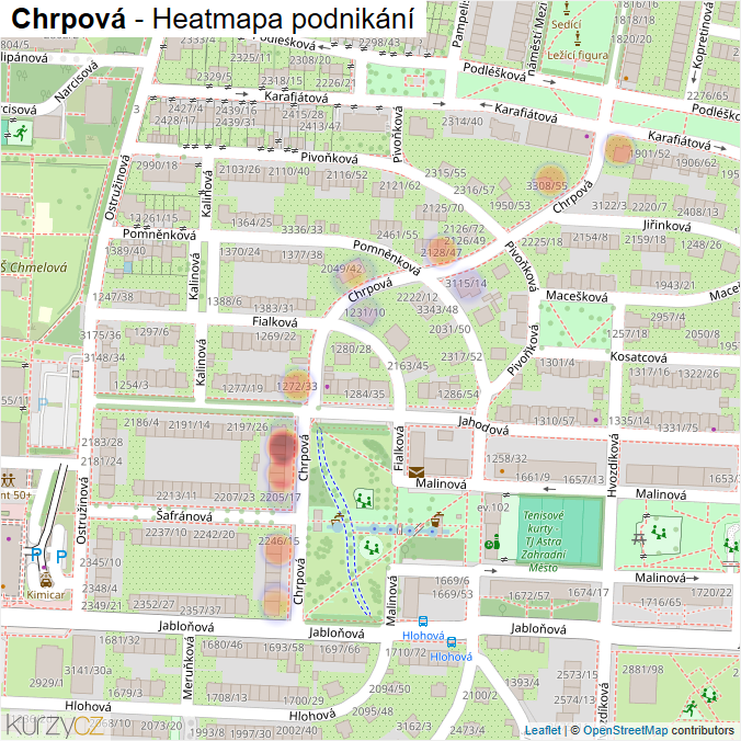 Mapa Chrpová - Firmy v ulici.