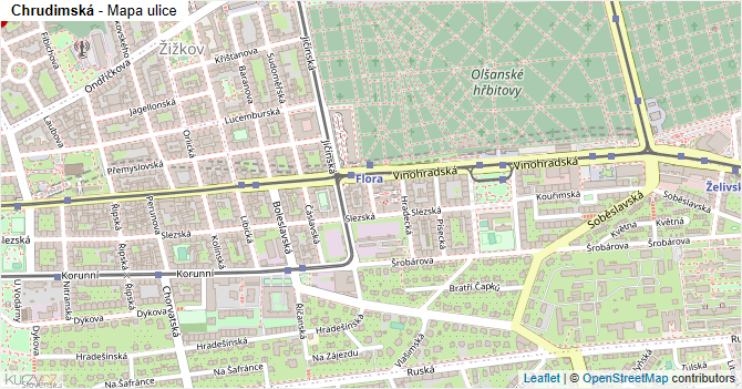 Chrudimská - mapa ulice