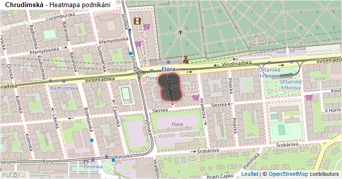 Chrudimská - mapa podnikání