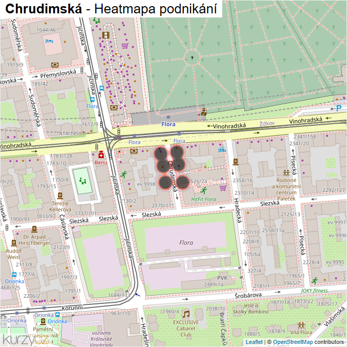 Mapa Chrudimská - Firmy v ulici.