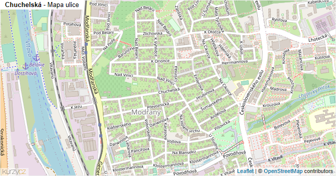 Chuchelská - mapa ulice