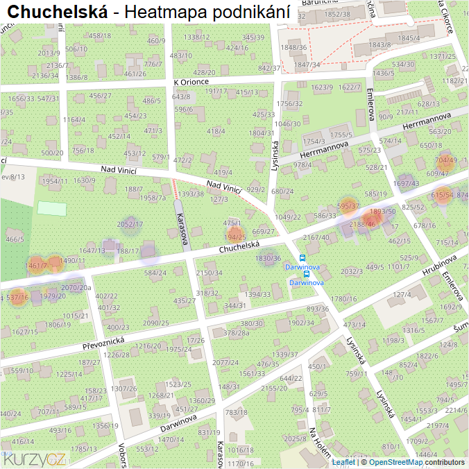 Mapa Chuchelská - Firmy v ulici.