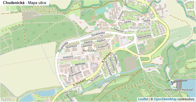 Chudenická - mapa ulice