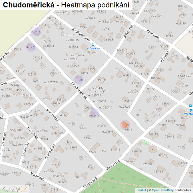 Mapa Chudoměřická - Firmy v ulici.