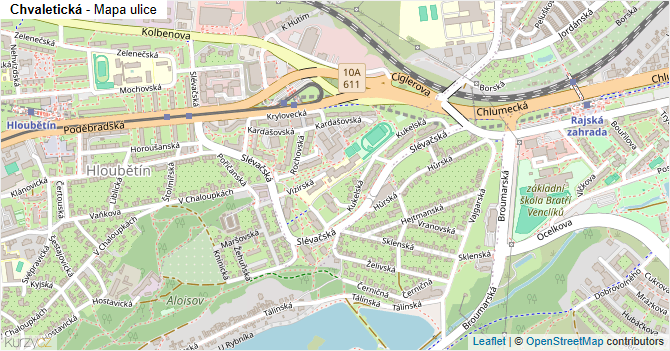 Chvaletická - mapa ulice