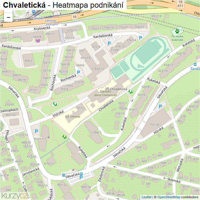 Mapa Chvaletická - Firmy v ulici.