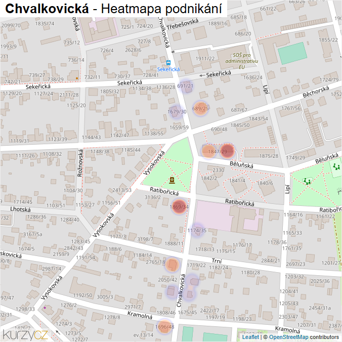 Mapa Chvalkovická - Firmy v ulici.