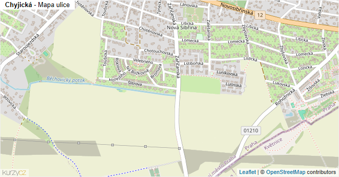 Chyjická - mapa ulice