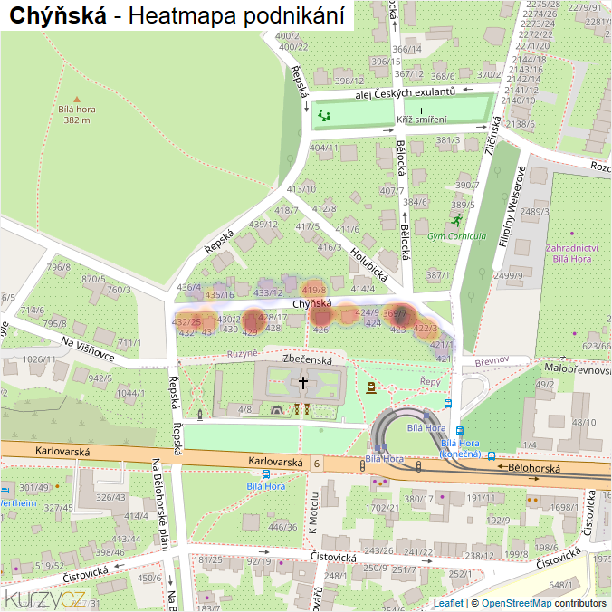 Mapa Chýňská - Firmy v ulici.