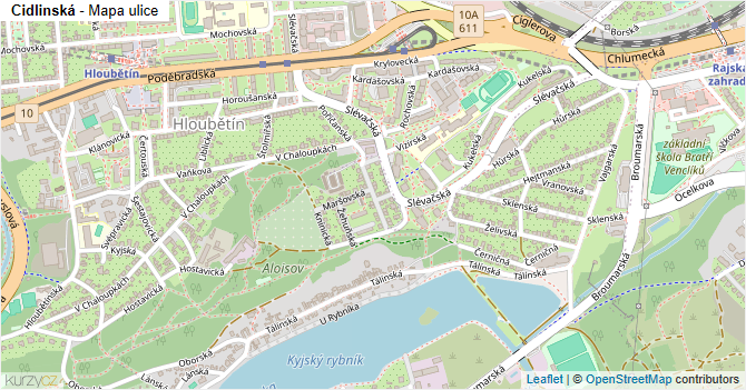 Cidlinská - mapa ulice
