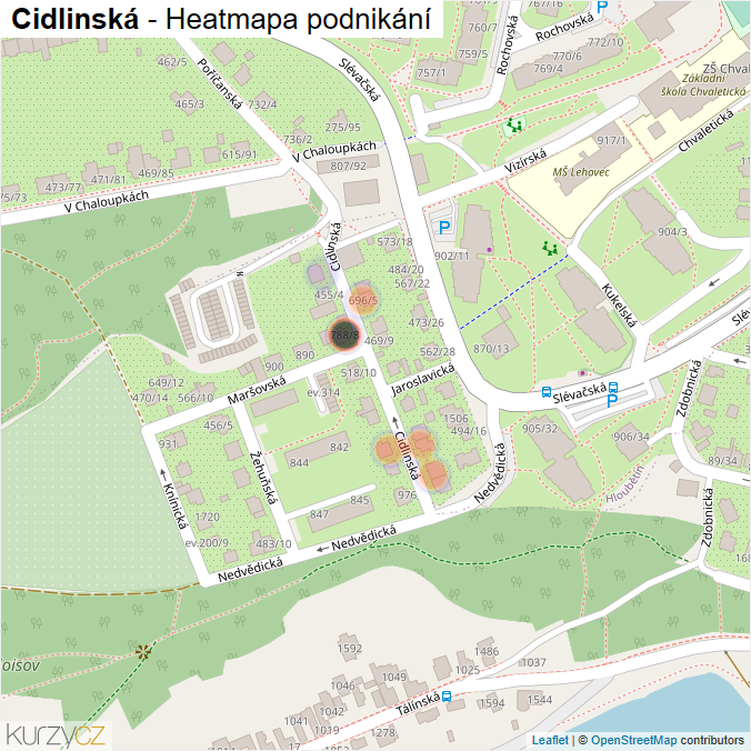 Mapa Cidlinská - Firmy v ulici.
