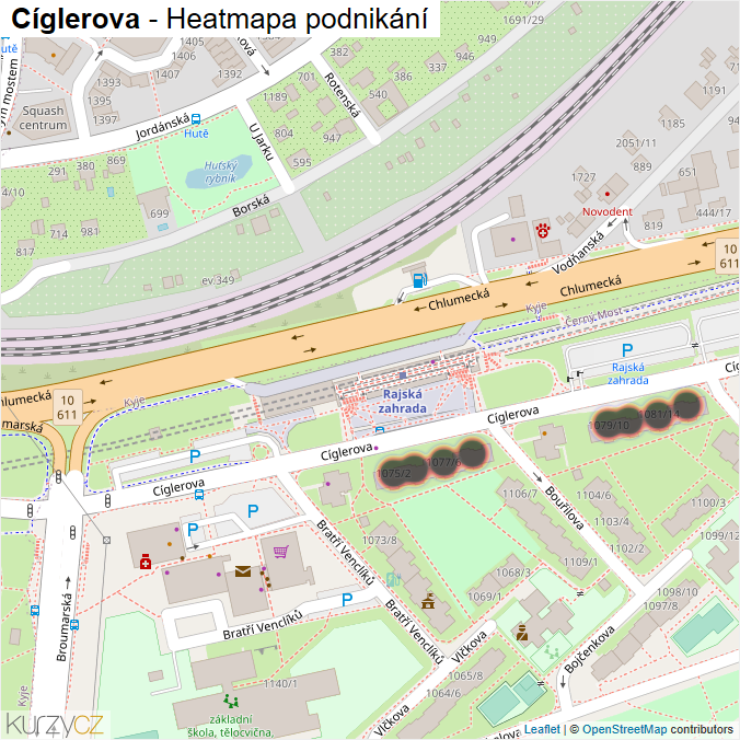 Mapa Cíglerova - Firmy v ulici.