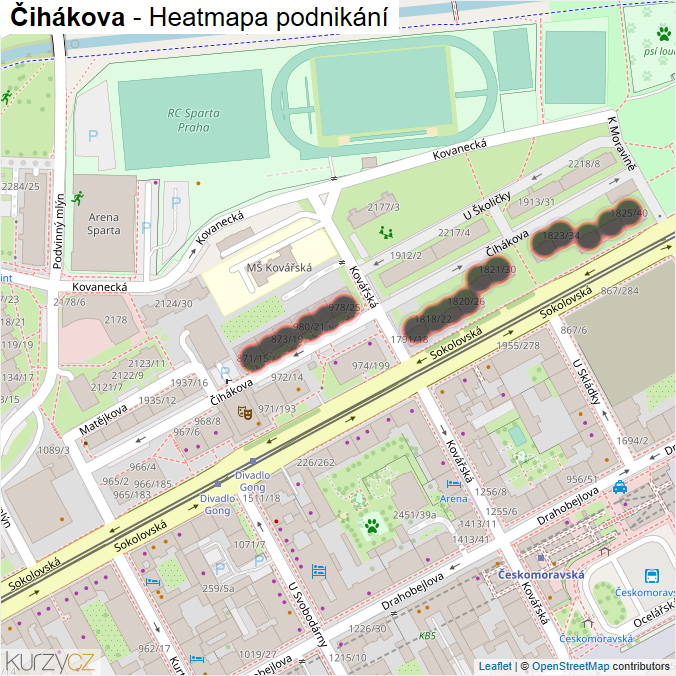Mapa Čihákova - Firmy v ulici.