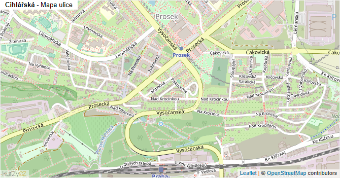Cihlářská - mapa ulice
