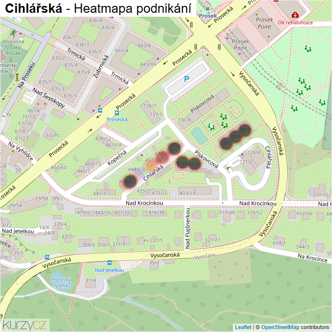 Mapa Cihlářská - Firmy v ulici.