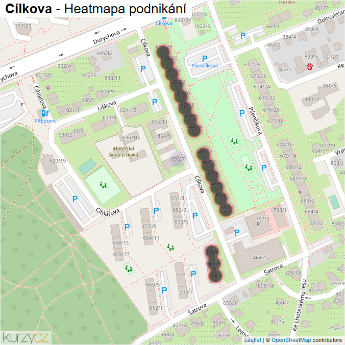 Mapa Cílkova - Firmy v ulici.