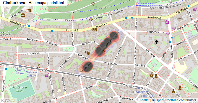 Cimburkova - mapa podnikání