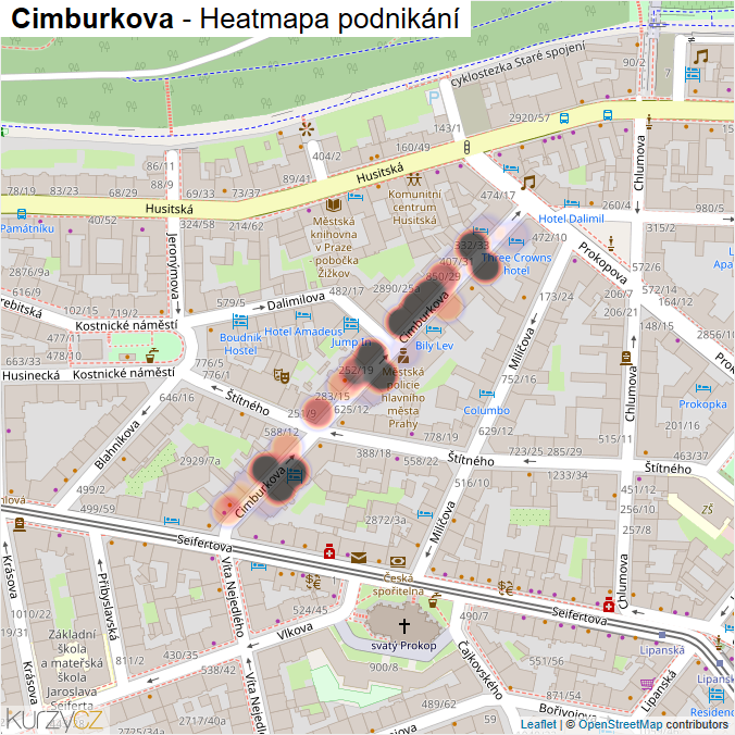 Mapa Cimburkova - Firmy v ulici.