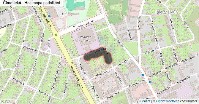 Čimelická - mapa podnikání