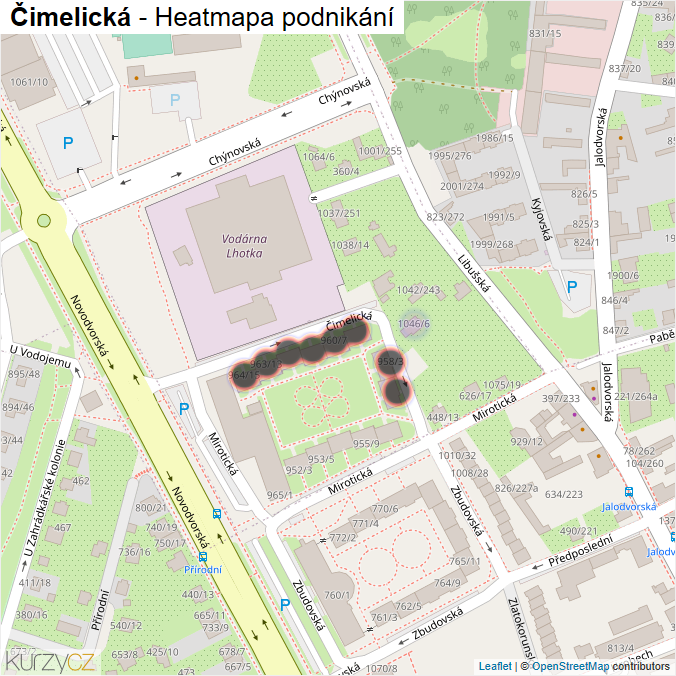 Mapa Čimelická - Firmy v ulici.