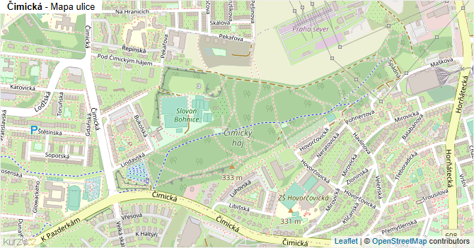 Čimická - mapa ulice
