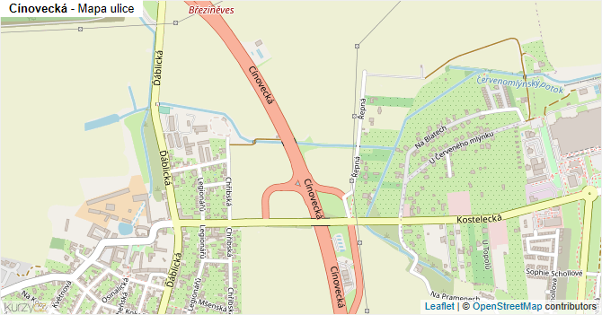 Cínovecká - mapa ulice