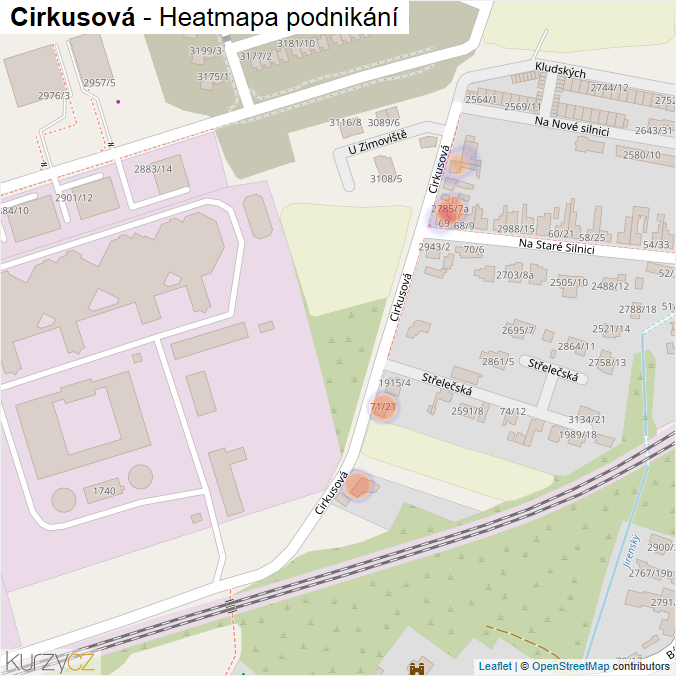 Mapa Cirkusová - Firmy v ulici.