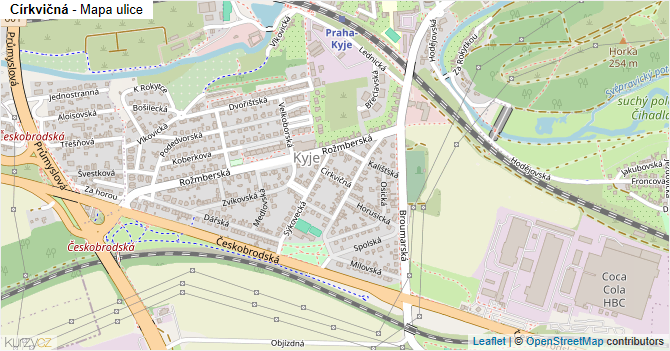Církvičná - mapa ulice