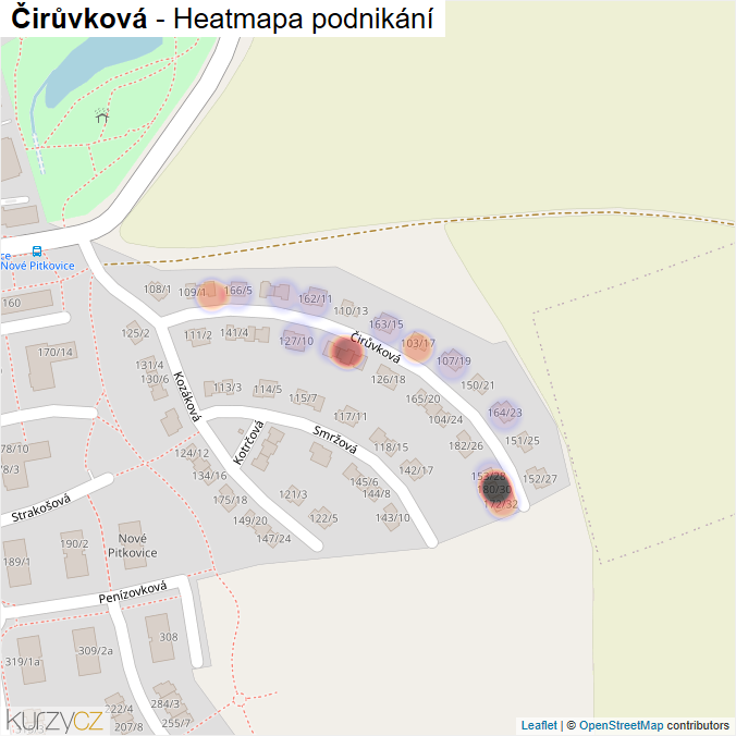 Mapa Čirůvková - Firmy v ulici.