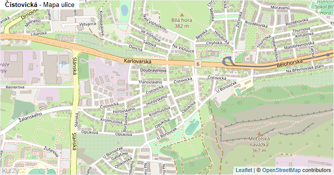 Čistovická - mapa ulice