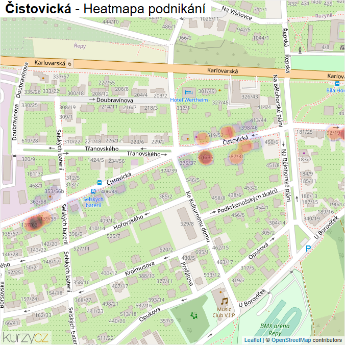 Mapa Čistovická - Firmy v ulici.