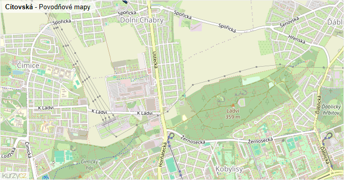 Cítovská - záplavové mapy stoleté vody