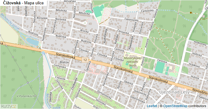 Čížovská - mapa ulice