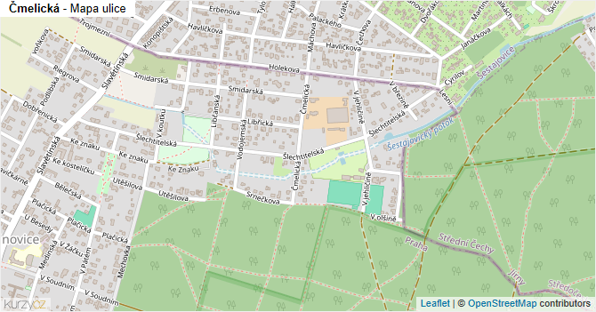 Čmelická - mapa ulice