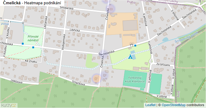 Čmelická - mapa podnikání