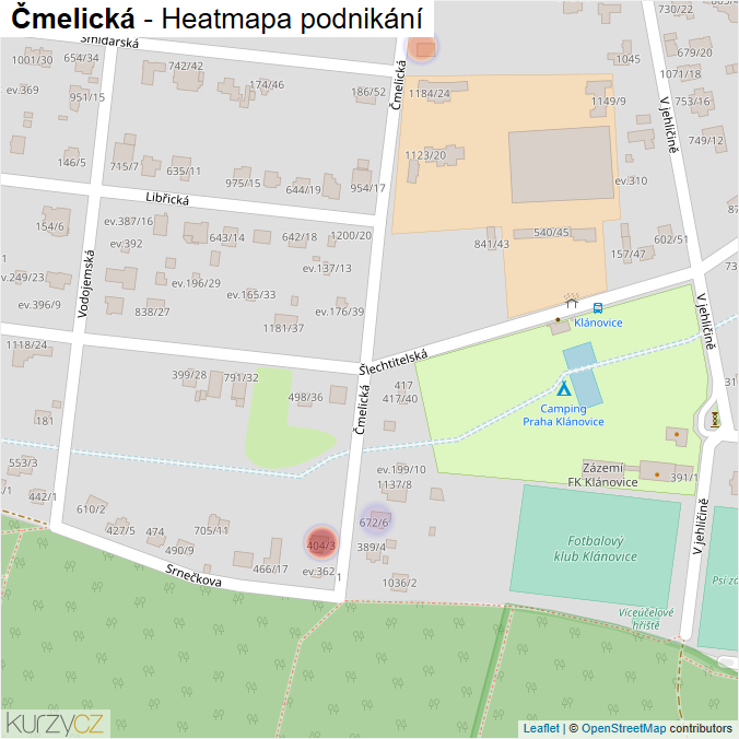 Mapa Čmelická - Firmy v ulici.