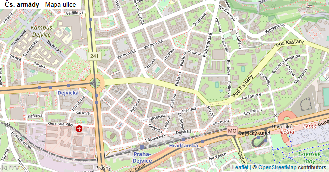 Čs. armády - mapa ulice